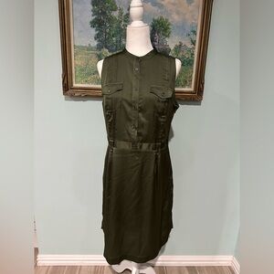 Banana Republic Dark Green Button-Up Midi Dress